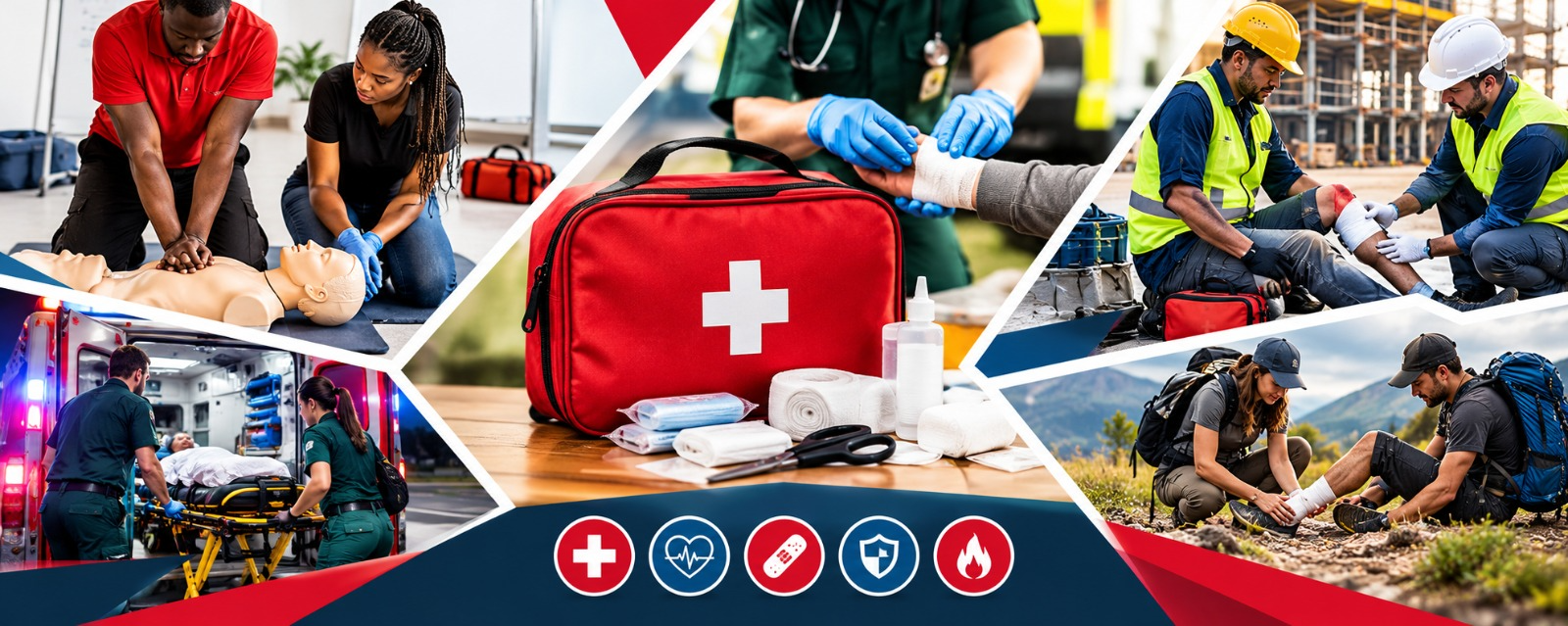 First aid in action — training, first aid kits, emergency response and workplace safety