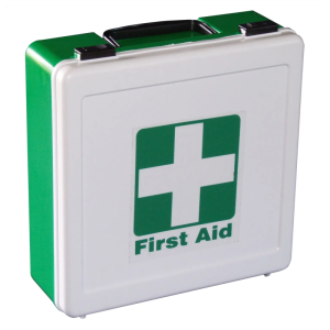 Plastic First Aid Suitcase – Green/White Hard Case with first aid cross
